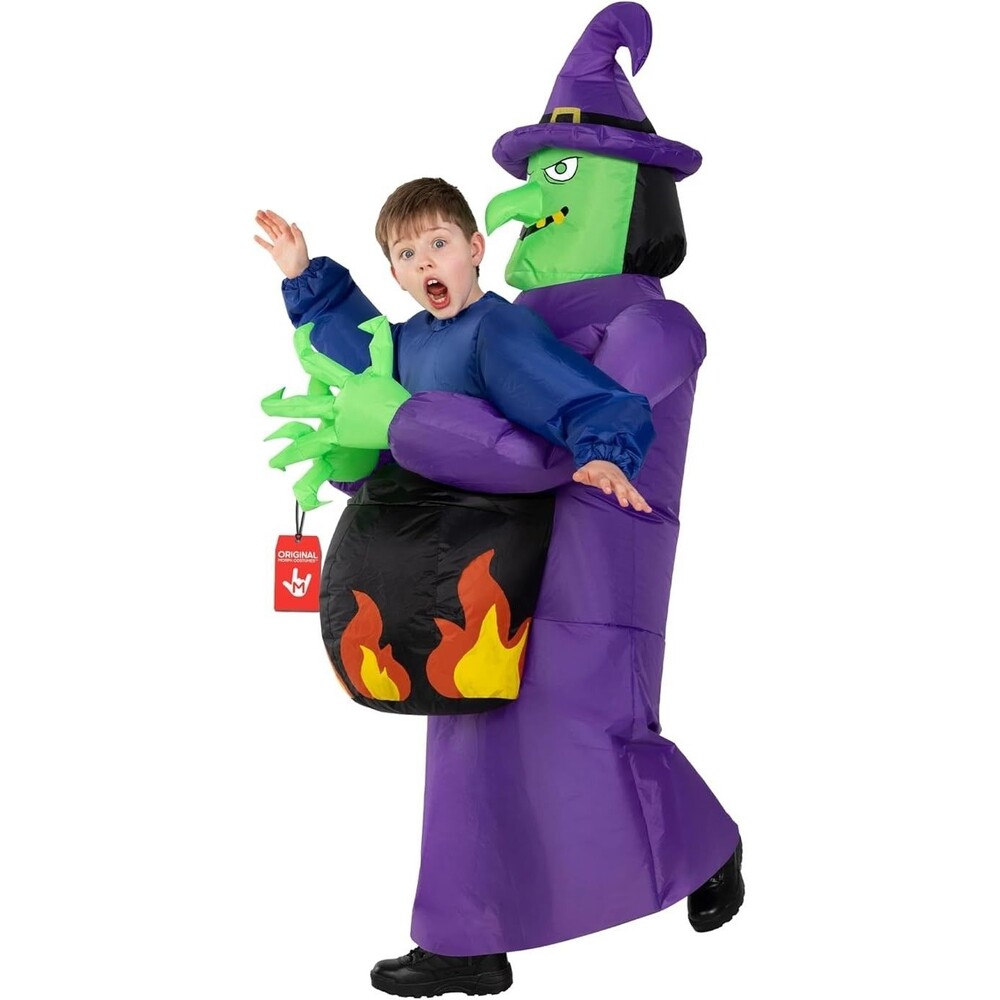 Inflatable Witch Cauldron Pick Me Up Costume Scary Halloween Morph Kids One Size
